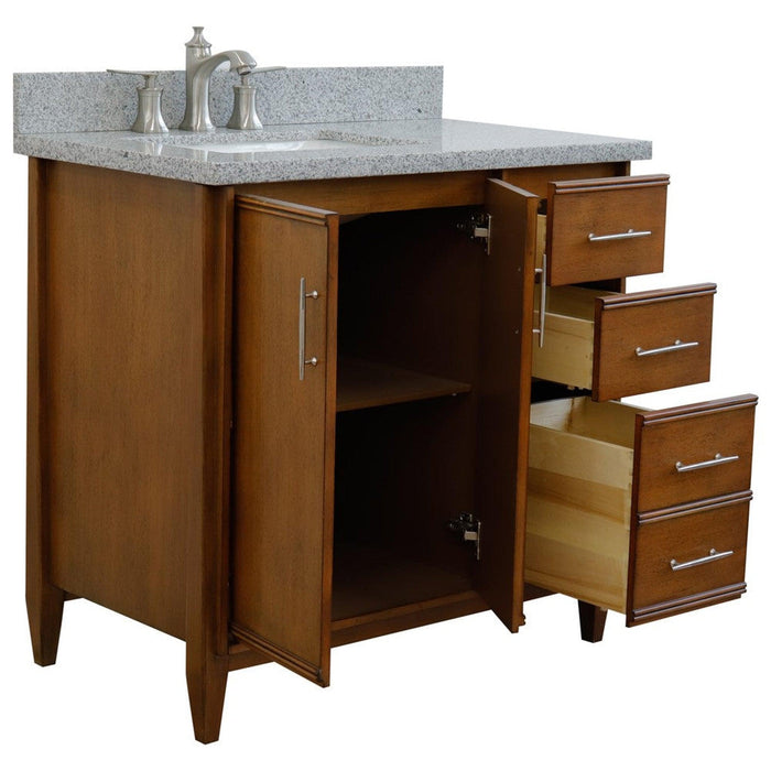 Bellaterra Home MCM 37" 2-Door 3-Drawer Walnut Freestanding Vanity Set - Luxe Vanity & Tub