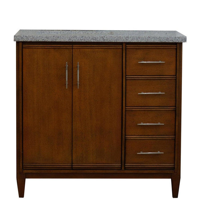 Bellaterra Home MCM 37" 2-Door 3-Drawer Walnut Freestanding Vanity Set - Luxe Vanity & Tub