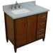 Bellaterra Home MCM 37" 2-Door 3-Drawer Walnut Freestanding Vanity Set - Luxe Vanity & Tub