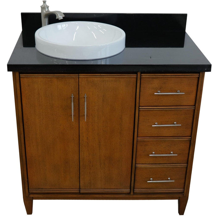 Bellaterra Home MCM 37" 2-Door 3-Drawer Walnut Freestanding Vanity Set - Luxe Vanity & Tub