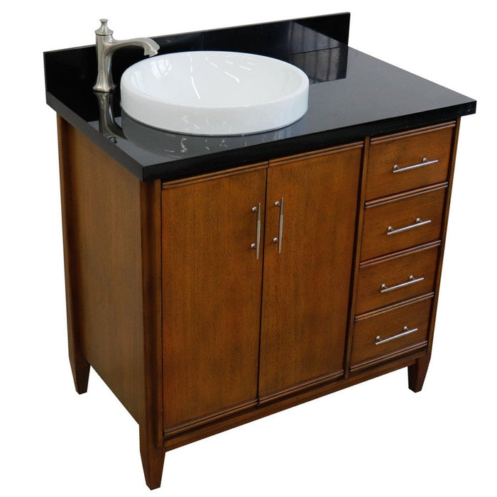 Bellaterra Home MCM 37" 2-Door 3-Drawer Walnut Freestanding Vanity Set - Luxe Vanity & Tub