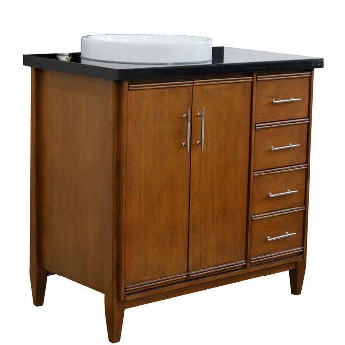 Bellaterra Home MCM 37" 2-Door 3-Drawer Walnut Freestanding Vanity Set - Luxe Vanity & Tub