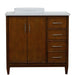 Bellaterra Home MCM 37" 2-Door 3-Drawer Walnut Freestanding Vanity Set With Ceramic Left Vessel Sink and White Quartz Top, and Left Door Cabinet - Luxe Vanity & Tub