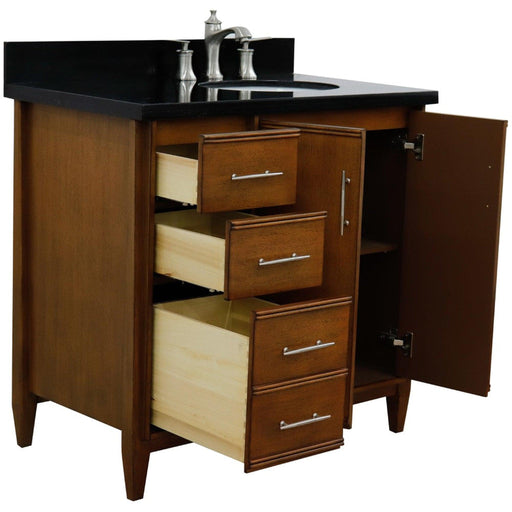 Bellaterra Home MCM 37" 2-Door 3-Drawer Walnut Freestanding Vanity Set - Luxe Vanity & Tub