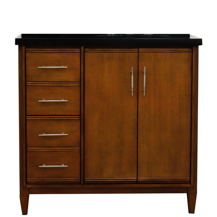 Bellaterra Home MCM 37" 2-Door 3-Drawer Walnut Freestanding Vanity Set - Luxe Vanity & Tub