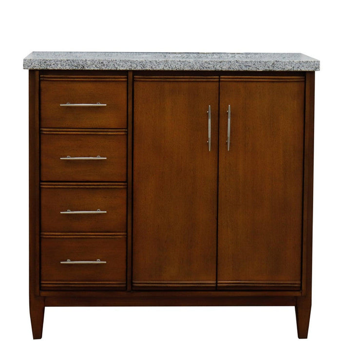 Bellaterra Home MCM 37" 2-Door 3-Drawer Walnut Freestanding Vanity Set - Luxe Vanity & Tub