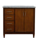 Bellaterra Home MCM 37" 2-Door 3-Drawer Walnut Freestanding Vanity Set - Luxe Vanity & Tub