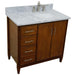 Bellaterra Home MCM 37" 2-Door 3-Drawer Walnut Freestanding Vanity Set - Luxe Vanity & Tub