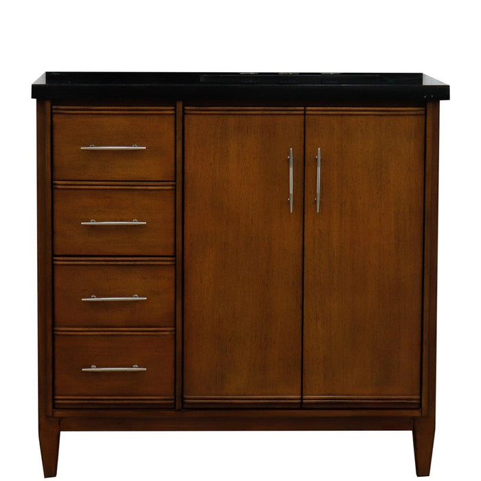 Bellaterra Home MCM 37" 2-Door 3-Drawer Walnut Freestanding Vanity Set - Luxe Vanity & Tub