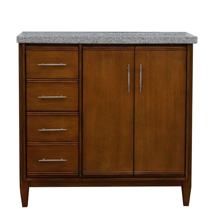 Bellaterra Home MCM 37" 2-Door 3-Drawer Walnut Freestanding Vanity Set - Luxe Vanity & Tub