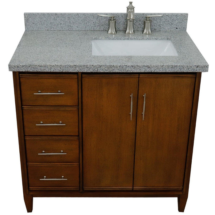 Bellaterra Home MCM 37" 2-Door 3-Drawer Walnut Freestanding Vanity Set - Luxe Vanity & Tub