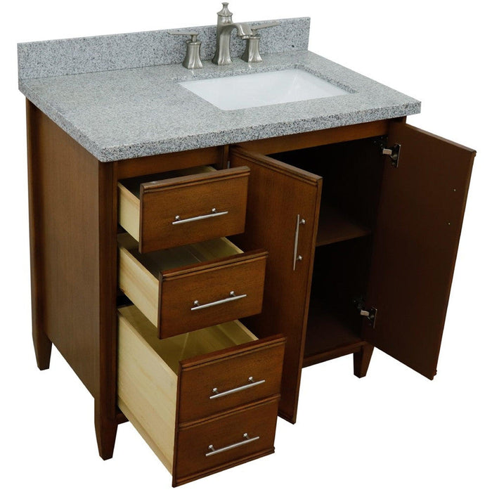 Bellaterra Home MCM 37" 2-Door 3-Drawer Walnut Freestanding Vanity Set - Luxe Vanity & Tub