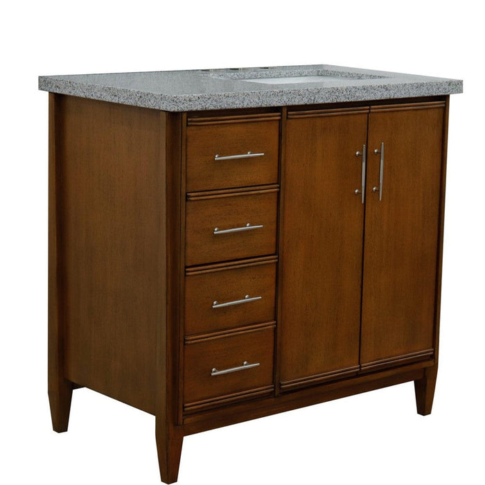 Bellaterra Home MCM 37" 2-Door 3-Drawer Walnut Freestanding Vanity Set - Luxe Vanity & Tub