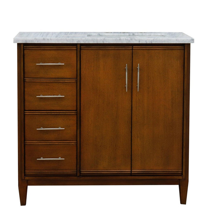 Bellaterra Home MCM 37" 2-Door 3-Drawer Walnut Freestanding Vanity Set - Luxe Vanity & Tub