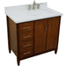 Bellaterra Home MCM 37" 2-Door 3-Drawer Walnut Freestanding Vanity Set - Luxe Vanity & Tub