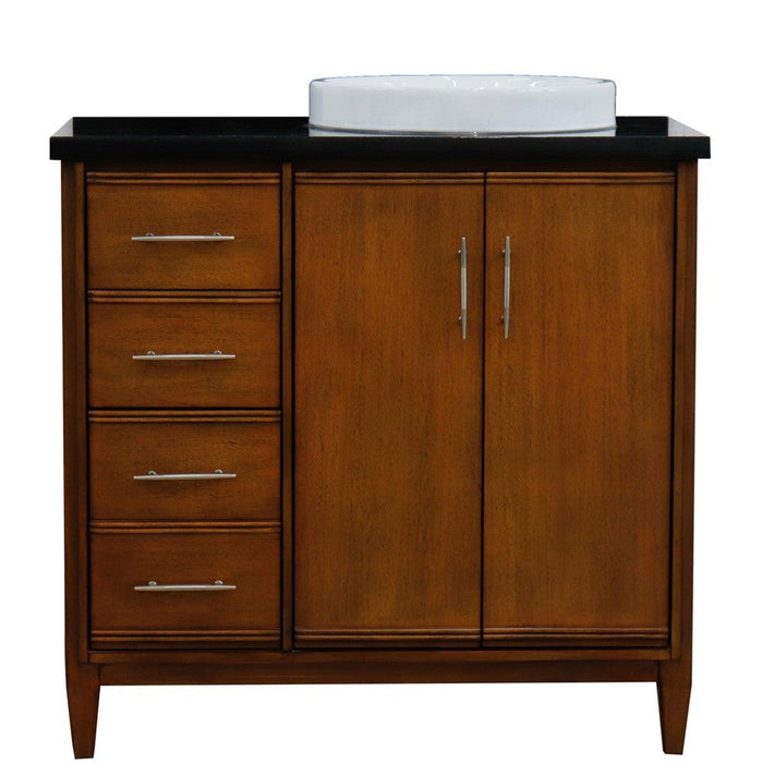 Bellaterra Home MCM 37" 2-Door 3-Drawer Walnut Freestanding Vanity Set - Luxe Vanity & Tub