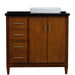 Bellaterra Home MCM 37" 2-Door 3-Drawer Walnut Freestanding Vanity Set - Luxe Vanity & Tub