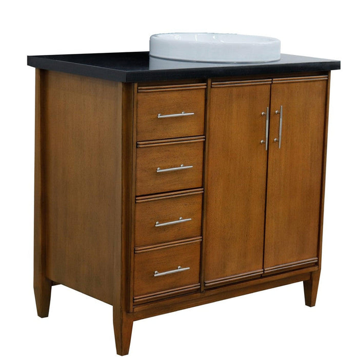 Bellaterra Home MCM 37" 2-Door 3-Drawer Walnut Freestanding Vanity Set - Luxe Vanity & Tub