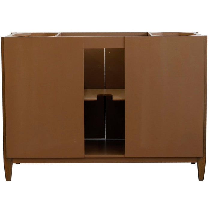 Bellaterra Home MCM 48" 2-Door 6-Drawer Walnut Freestanding Vanity Base - Luxe Vanity & Tub