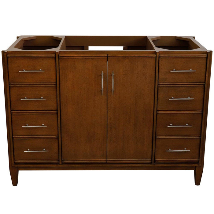 Bellaterra Home MCM 48" 2-Door 6-Drawer Walnut Freestanding Vanity Base - Luxe Vanity & Tub