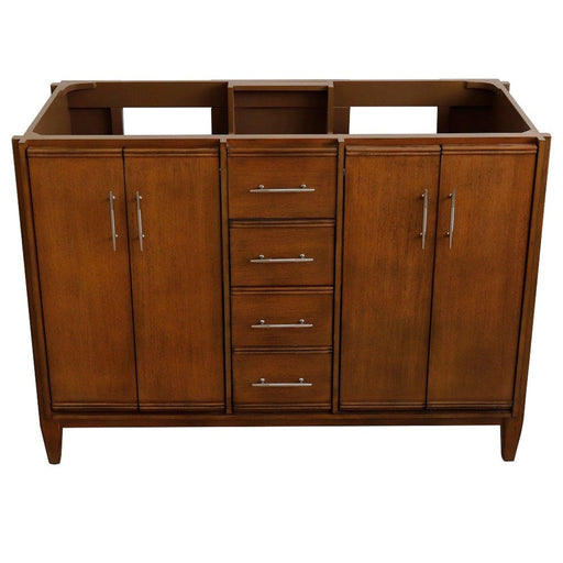 Bellaterra Home MCM 48" 4-Door 2-Drawer Walnut Freestanding Double Vanity Base - Luxe Vanity & Tub