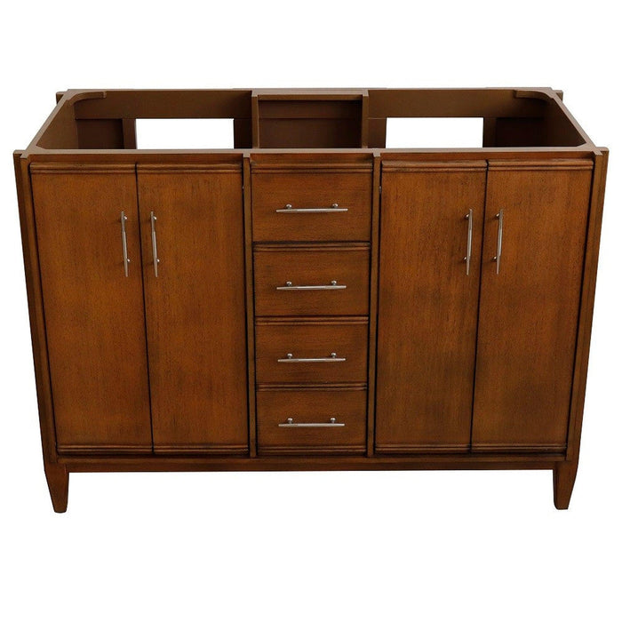 Bellaterra Home MCM 48" 4-Door 2-Drawer Walnut Freestanding Double Vanity Base - Luxe Vanity & Tub