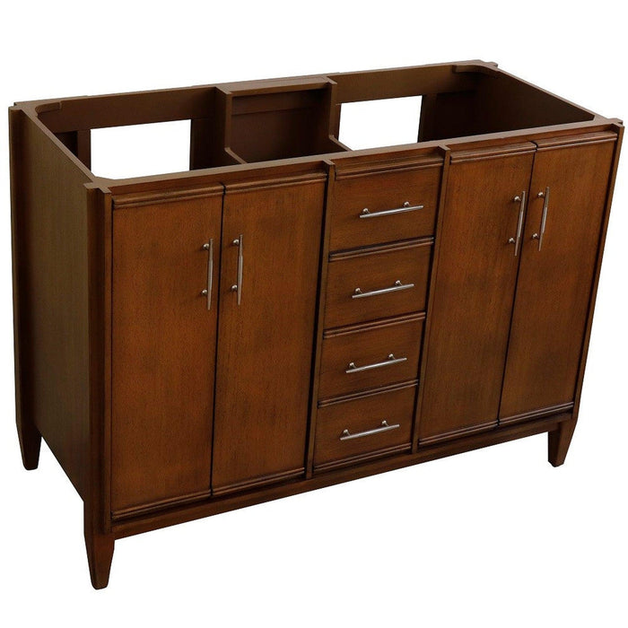 Bellaterra Home MCM 48" 4-Door 2-Drawer Walnut Freestanding Double Vanity Base - Luxe Vanity & Tub