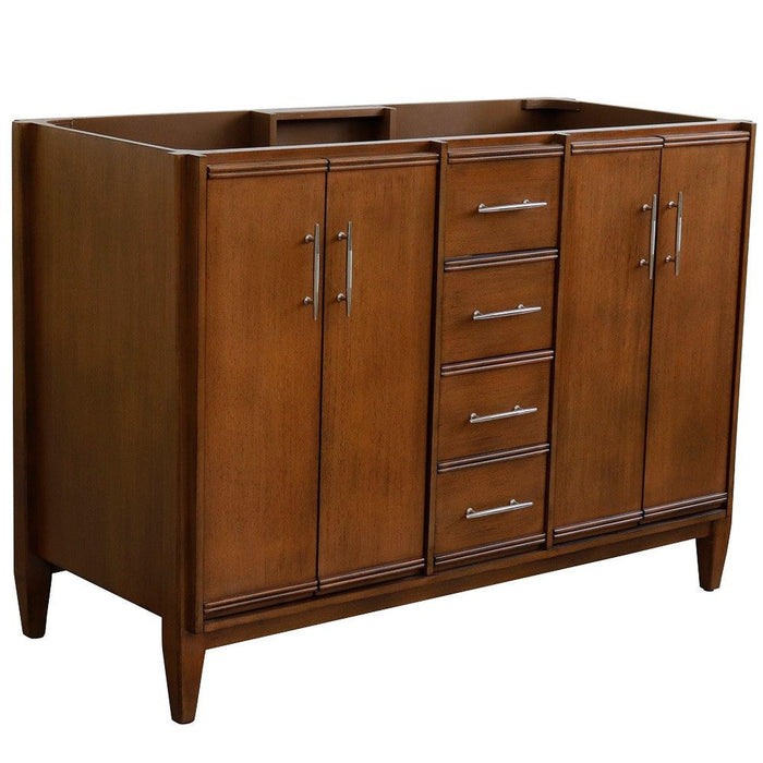 Bellaterra Home MCM 48" 4-Door 2-Drawer Walnut Freestanding Double Vanity Base - Luxe Vanity & Tub