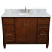 Bellaterra Home MCM 49" 2-Door 6-Drawer Walnut Freestanding Vanity Set With Ceramic Undermount Oval Sink and White Carrara Marble Top - Luxe Vanity & Tub