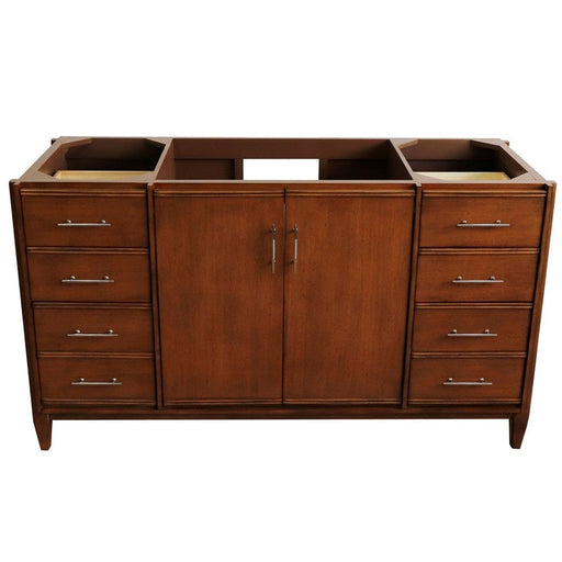 Bellaterra Home MCM 60" 2-Door 6-Drawer Walnut Freestanding Vanity Base - Luxe Vanity & Tub