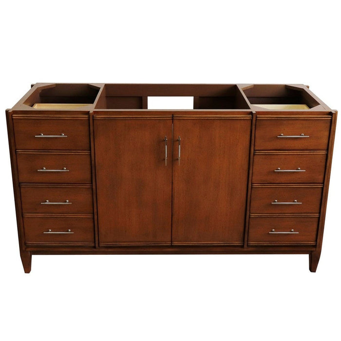 Bellaterra Home MCM 60" 2-Door 6-Drawer Walnut Freestanding Vanity Base - Luxe Vanity & Tub