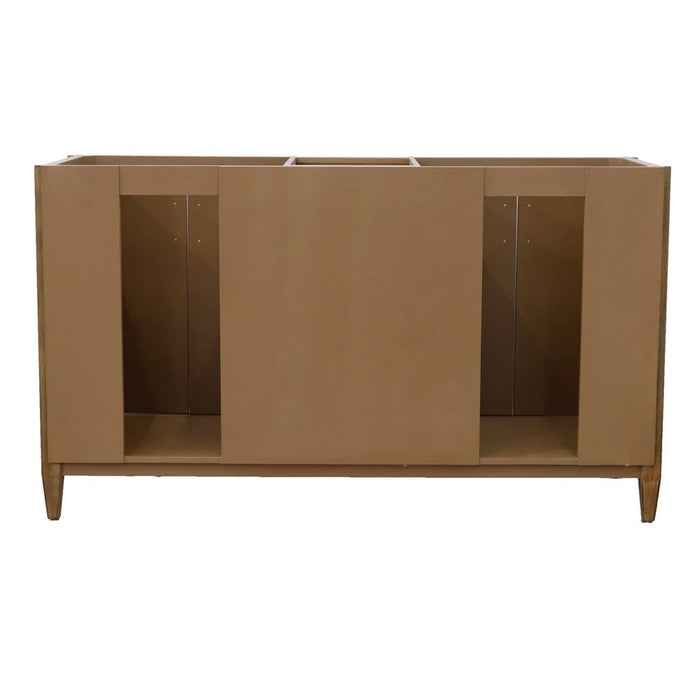 Bellaterra Home MCM 60" 4-Door 3-Drawer Walnut Freestanding Double Vanity Base - Luxe Vanity & Tub