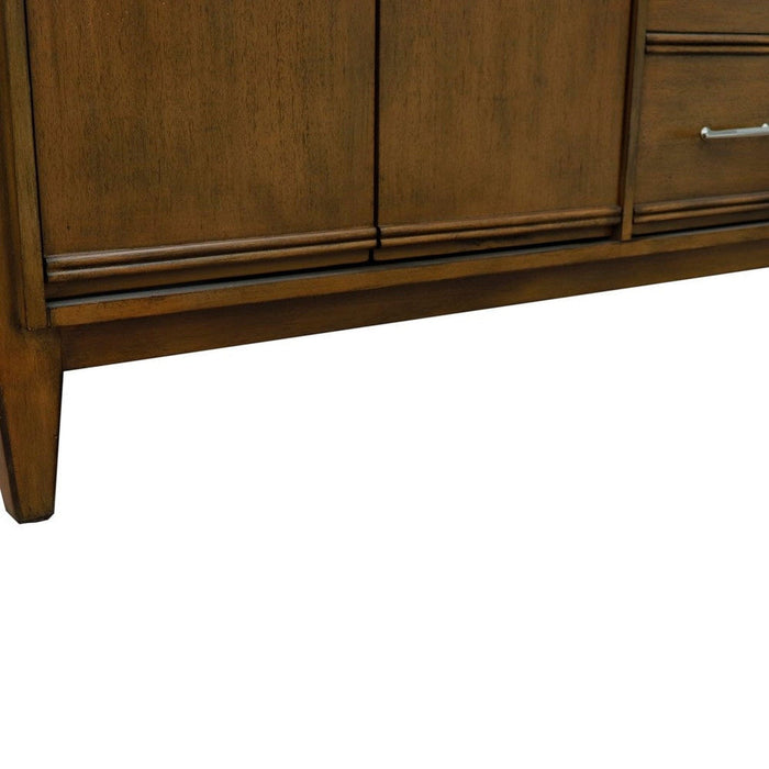 Bellaterra Home MCM 60" 4-Door 3-Drawer Walnut Freestanding Double Vanity Base - Luxe Vanity & Tub