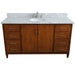 Bellaterra Home MCM 61" 2-Door 6-Drawer Walnut Freestanding Vanity Set With Ceramic Undermount Oval Sink and White Carrara Marble Top - Luxe Vanity & Tub