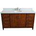 Bellaterra Home MCM 61" 2-Door 6-Drawer Walnut Freestanding Vanity Set With Ceramic Undermount Oval Sink and White Quartz Top - Luxe Vanity & Tub