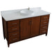 Bellaterra Home MCM 61" 2-Door 6-Drawer Walnut Freestanding Vanity Set With Ceramic Vessel Sink and White Quartz Top - Luxe Vanity & Tub