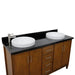 Bellaterra Home MCM 61" 4-Door 3-Drawer Walnut Freestanding Vanity Set With Ceramic Double Vessel Sink and Black Galaxy Granite Top - Luxe Vanity & Tub