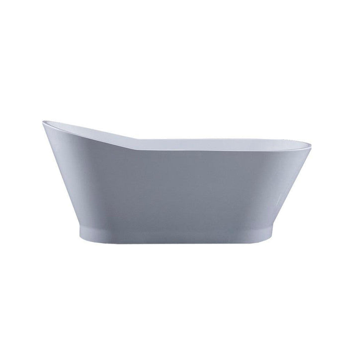 Bellaterra Home Melun 67" x 29" White Oval Acrylic Freestanding Slipper Soaking Bathtub - Luxe Vanity & Tub