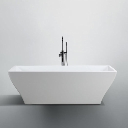 Bellaterra Home Messina 71" x 23" Glossy White Rectangle Acrylic Freestanding Soaking Bathtub - Luxe Vanity & Tub