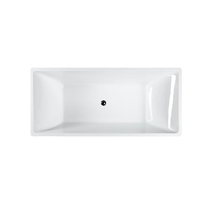 Bellaterra Home Messina 71" x 23" Glossy White Rectangle Acrylic Freestanding Soaking Bathtub - Luxe Vanity & Tub