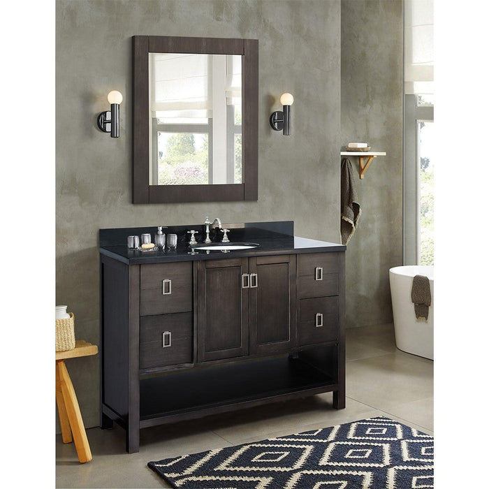 Bellaterra Home Monterey 49" 2-Door 4-Drawer Silvery Brown Freestanding Vanity Set With Ceramic Undermount Oval Sink and Black Galaxy Top