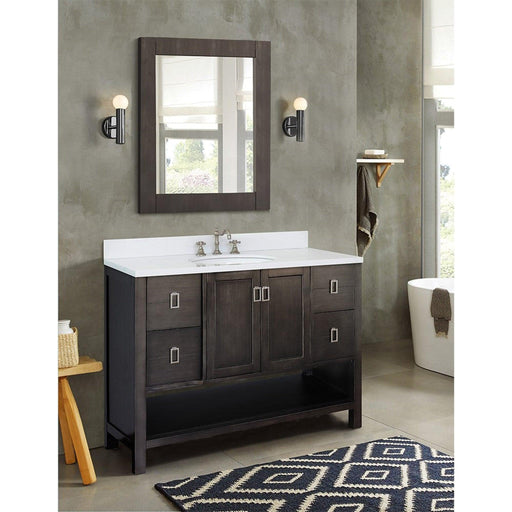 Bellaterra Home Monterey 49" 2-Door 4-Drawer Silvery Brown Freestanding Vanity Set With Ceramic Undermount Oval Sink and White Quartz Top