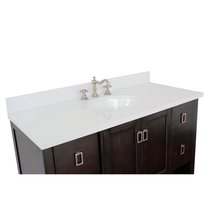 Bellaterra Home Monterey 49" 2-Door 4-Drawer Silvery Brown Freestanding Vanity Set With Ceramic Undermount Oval Sink and White Quartz Top - Luxe Vanity & Tub