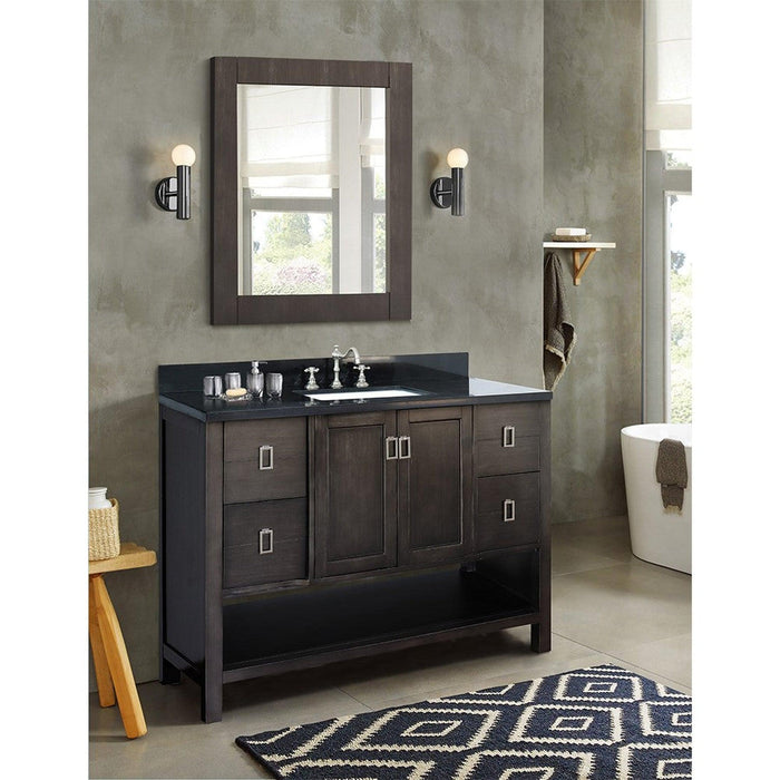 Bellaterra Home Monterey 49" 2-Door 4-Drawer Silvery Brown Freestanding Vanity Set With Ceramic Undermount Rectangular Sink and Black Galaxy Top