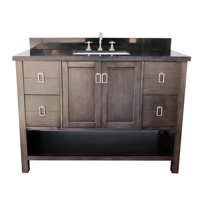 Bellaterra Home Monterey 49" 2-Door 4-Drawer Silvery Brown Freestanding Vanity Set With Ceramic Undermount Rectangular Sink and Black Galaxy Top - Luxe Vanity & Tub