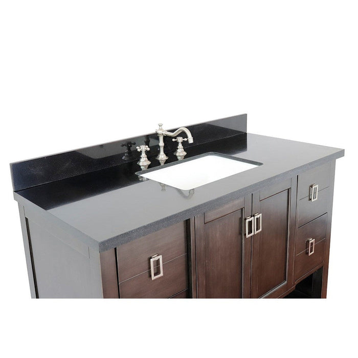 Bellaterra Home Monterey 49" 2-Door 4-Drawer Silvery Brown Freestanding Vanity Set With Ceramic Undermount Rectangular Sink and Black Galaxy Top - Luxe Vanity & Tub