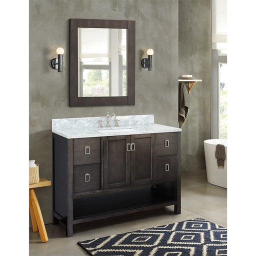 Bellaterra Home Monterey 49" 2-Door 4-Drawer Silvery Brown Freestanding Vanity Set With Ceramic Undermount Rectangular Sink and White Carrara Marble Top