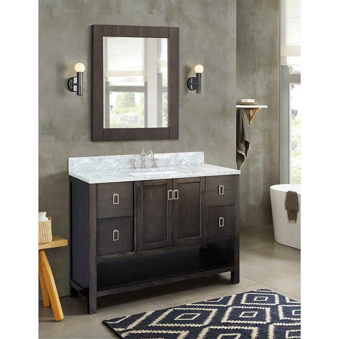 Bellaterra Home Monterey 49" 2-Door 4-Drawer Silvery Brown Freestanding Vanity Set With Ceramic Undermount Rectangular Sink and White Carrara Marble Top