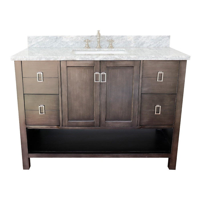 Bellaterra Home Monterey 49" 2-Door 4-Drawer Silvery Brown Freestanding Vanity Set - Luxe Vanity & Tub