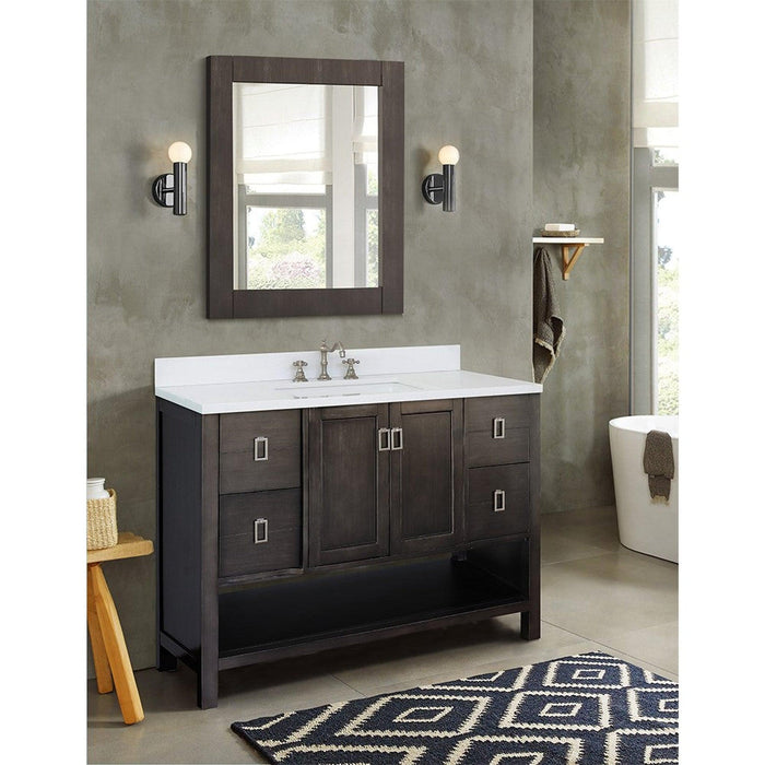 Bellaterra Home Monterey 49" 2-Door 4-Drawer Silvery Brown Freestanding Vanity Set With Ceramic Undermount Rectangular Sink and White Quartz Top